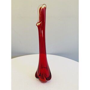 Vintage Viking Epic Drape Amberina Swung Glass Vase 14 3/4" Red Art Glass Vase
